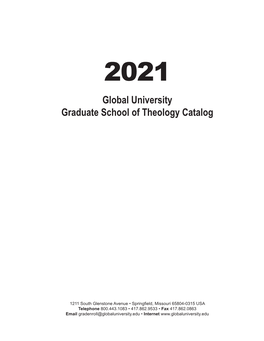 Global University Graduate School of Theology Catalog