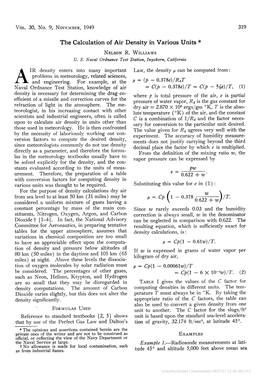 The Calculation of Air Density in Various Units *