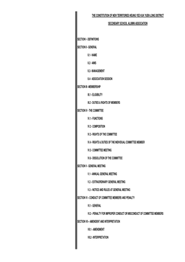 The Constitution of New Territories Heung Yee Kuk Yuen Long District