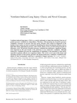 Ventilator-Induced Lung Injury: Classic and Novel Concepts