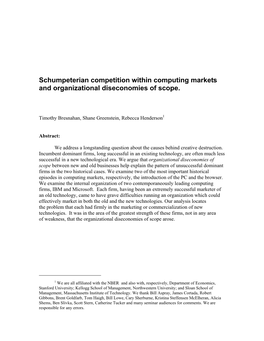 Schumpeterian Competition Within Computing Markets and Organizational Diseconomies of Scope