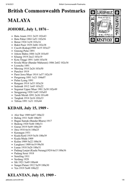 British Commonwealth Postmarks MALAYA