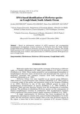 DNA-Based Identification of Herbertus Species on Gough Island, South