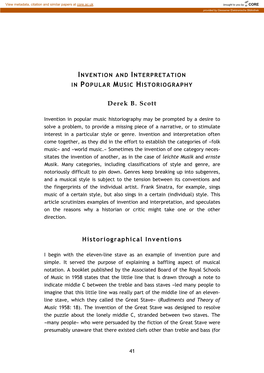 Invention and Interpretation in Popular Music Historiography