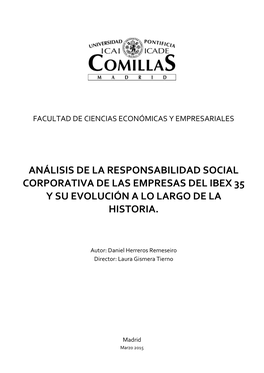 Análisis De La Responsabilidad Social Corporativa De Las Empresas Del Ibex 35 Y Su Evolución a Lo Largo De La Historia