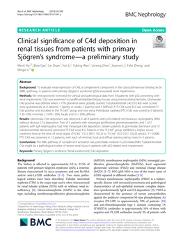 Clinical Significance of C4d Deposition in Renal Tissues from Patients With