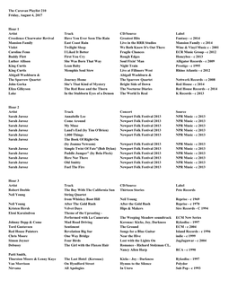 The Caravan Playlist 210 Friday, August 4, 2017 Hour 1 Artist Track