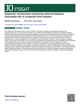 Associated Risk of Congenital Heart Disease