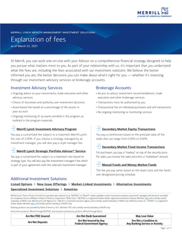 Explanation of Fees As of March 22, 2021