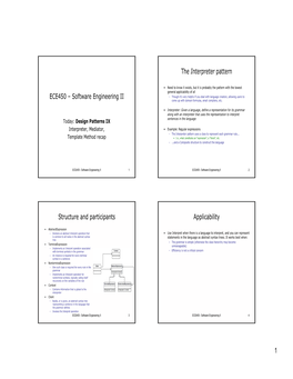 ECE450 – Software Engineering II the Interpreter Pattern Structure