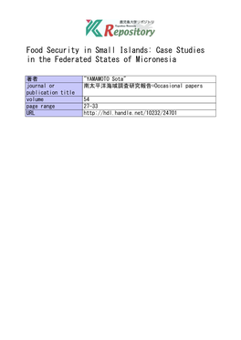 Food Security in Small Islands: Case Studies in the Federated States of Micronesia