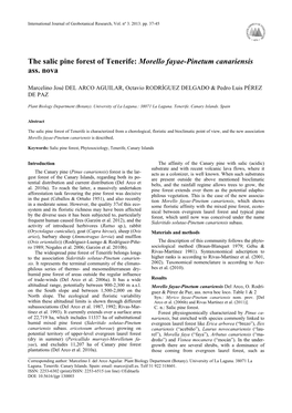 The Salic Pine Forest of Tenerife: Morello Fayae-Pinetum Canariensis Ass