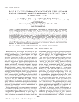 Rapid Speciation and Ecological Divergence in the American Seven-Spined Gobies (Gobiidae, Gobiosomatini) Inferred from a Molecular Phylogeny