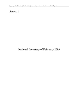 Annex 1 National Inventory of February 2003