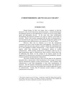 Cyberterrorism Formatted.Doc 4/15/2010 4:21 Pm