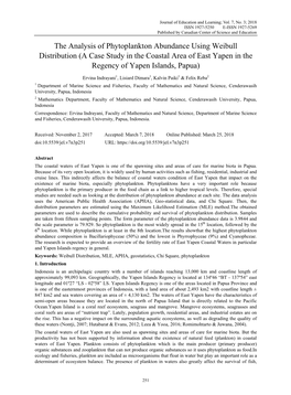 The Analysis of Phytoplankton Abundance Using Weibull Distribution (A Case Study in the Coastal Area of East Yapen in the Regency of Yapen Islands, Papua)