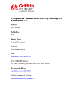 Changes of the Chinese Communist Party's Ideology and Reform Since