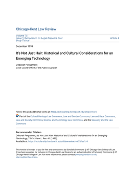 It's Not Just Hair: Historical and Cultural Considerations for an Emerging Technology