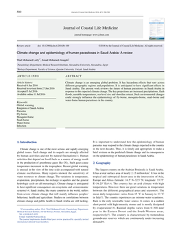 Climate Change and Epidemiology of Human Parasitoses in Saudi Arabia: a Review