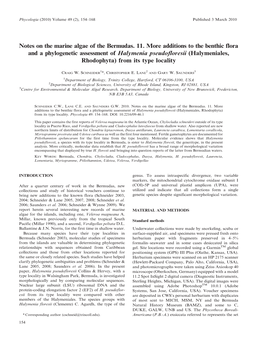 Notes on the Marine Algae of the Bermudas. 11. More Additions To