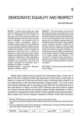 8 Democratic Equality and Respect