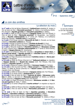 Lettre D'infos Naturalistes 74