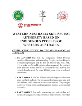 Western Australia Skr Issuing Authority Based on Indigenous Peoples of Western Australia