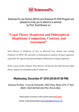"Legal Theory Skepticism and Philosophical Skepticism: Comparison, Contrast, and Assessment"