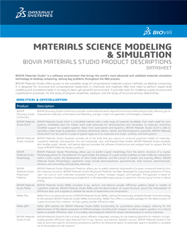 Materials Science Modeling & Simulation