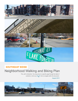 Southeast Boise Neighborhood Walking and Biking Plan GO TO: What’S Inside