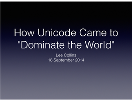 How Unicode Came to 