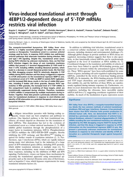 Virus-Induced Translational Arrest Through 4EBP1/2-Dependent Decay