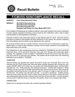 Recall Bulletin