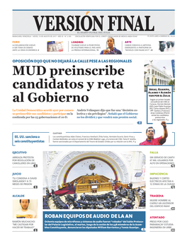 MUD Preinscribe Candidatos Y Reta Al Gobierno