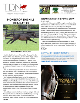 Pioneerof the Nile Dead at 13 (Cont