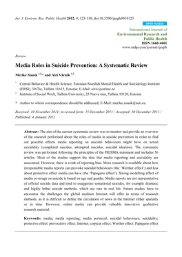 Media Role in Suicide Prevention: a Systematic Review