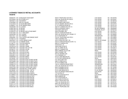 Licensed Tobacco Retail Accounts 1/8/2016