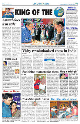 Anand Does It in Style Vishy Revolutionised Chess in India