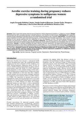 Aerobic Exercise Training During Pregnancy Reduces Depressive Symptoms in Nulliparous Women: a Randomised Trial