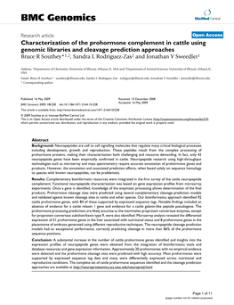 Characterization of the Prohormone Complement in Cattle Using Genomic