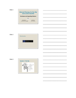 Slide 1 Manual Therapy for the Hip and Lower Quarter