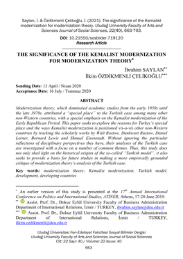 The Significance of the Kemalist Modernization for Modernization Theory