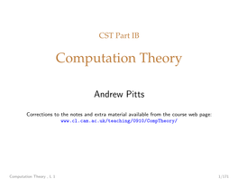 CST Part IB [4] Computation Theory