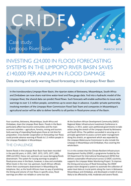 Case Study: Limpopo River Basin INVESTING £24,000 in FLOOD