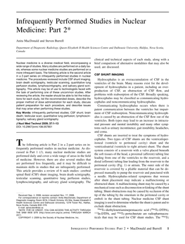 Infrequently Performed Studies in Nuclear Medicine: Part 2*