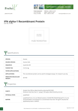 IFN Alpha-1 Recombinant Protein Cat