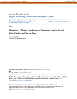 Chronology of Some Late Cenozoic Deposits from the Central United States and the Ice Ages