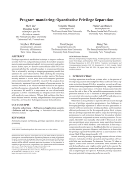 Program-Mandering: Quantitative Privilege Separation