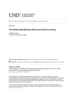 The Relationship Between Mood and Implicit Learning