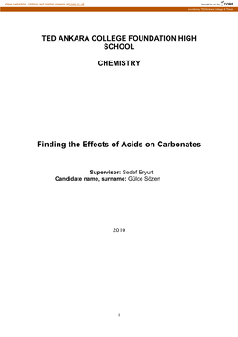 Finding the Effects of Acids on Carbonates